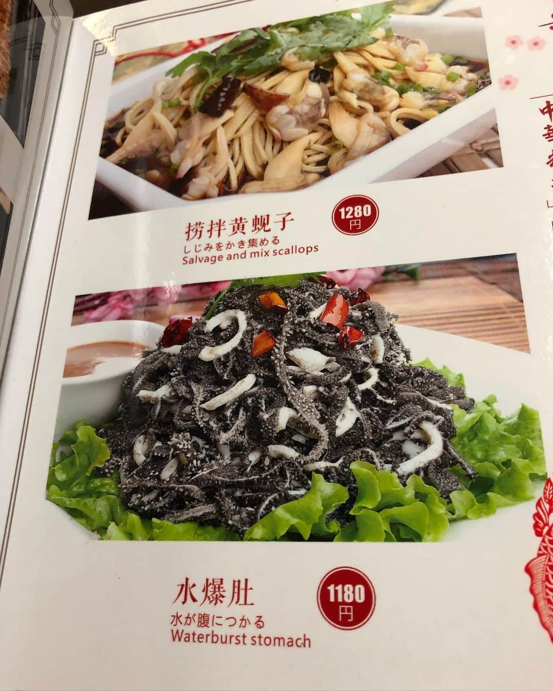 ガリガリガリクソンのインスタグラム：「マネージャーさんオススメの中華料理屋さんでランチ🤣  メニュー表の日本語がおかしくって😅  味はすっごく辛かった🌶  さてっ！！ お昼からの撮影も頑張りますっ🥰  #大阪グルメ #ランチタイムリスペクト #辛い #けど #美味しい #殺処分ゼロ」