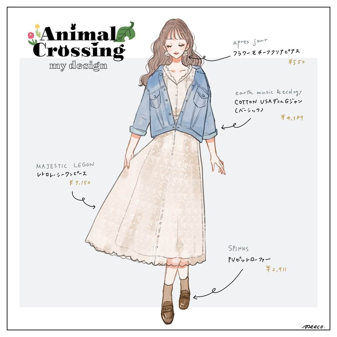 みーこさんのインスタグラム写真 みーこinstagram どうぶつの森で作ったコーデをイラスト化 最近はゲームの中で春コーデを妄想しております どうぶつの森 あつまれどうぶつの森 Animalcrossing イラスト ファッションイラスト ファッション