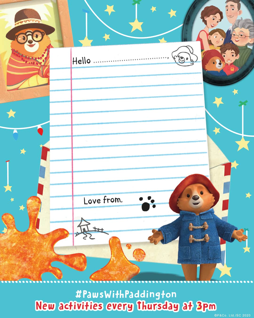 Paddington Bearさんのインスタグラム写真 - (Paddington BearInstagram)「Every Thursday at 3pm we’re going to be doing something creative with Paddington! So paws with us and put a pawprint in your schedule for Paddington. 🐻  Paddington is used to not being able to see his Aunt regularly but for many this is quite new so he’s passing on his tips to write them regular letters all about your day and adventures you’ve had or things you've learned. He’s even giving you some Paddington paper to help you get started! Print Paddington's letter, or screenshot and edit to send to loved ones online. ✉✏ #PawsWithPaddington」3月27日 1時12分 - paddingtonbear