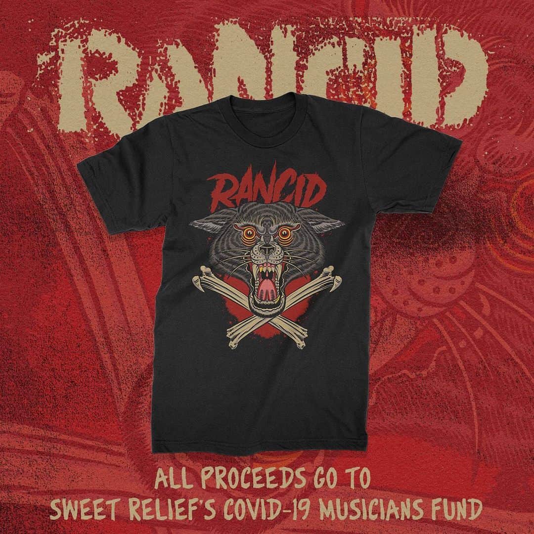 Rancidさんのインスタグラム写真 - (RancidInstagram)「Hello, we've got a special new shirt up for pre-order in our online store now. All the proceeds from the sale of this shirt will go to benefit Sweet Relief’s COVID-19 Musicians Fund. Free domestic shipping, link in bio.  Art by @iamjimmyjam」3月27日 1時04分 - rancid
