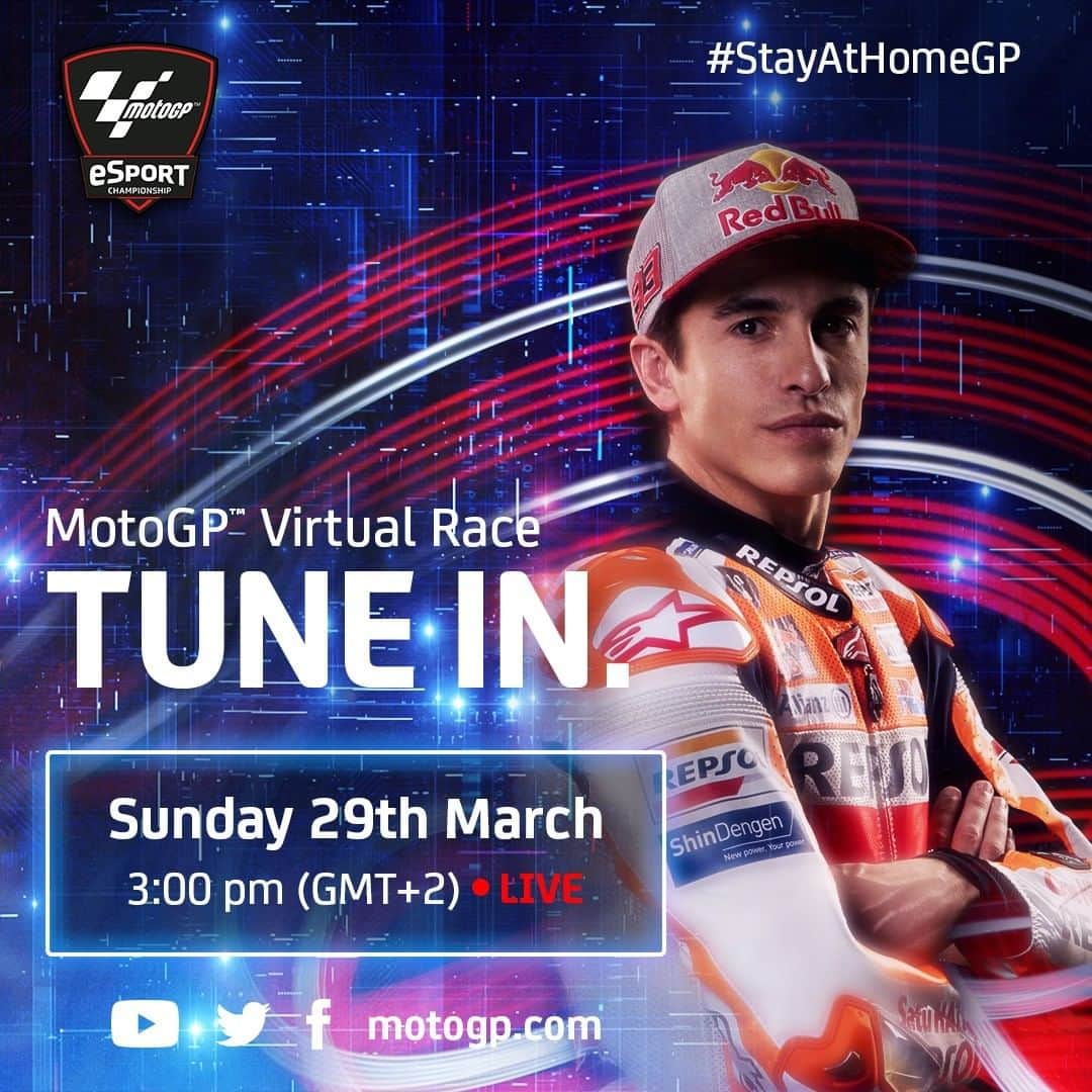 MotoGPさんのインスタグラム写真 - (MotoGPInstagram)「Completing the contender line-up! 👋 Who do you think will take victory in Sunday's #MotoGP Virtual Race? 🤔 Tune in at 15:00 CET (GMT+2) on Sunday the 29th to find out! 🎮 #StayAtHomeGP #Motorcycle #Racing #Motorsport」3月26日 21時42分 - motogp