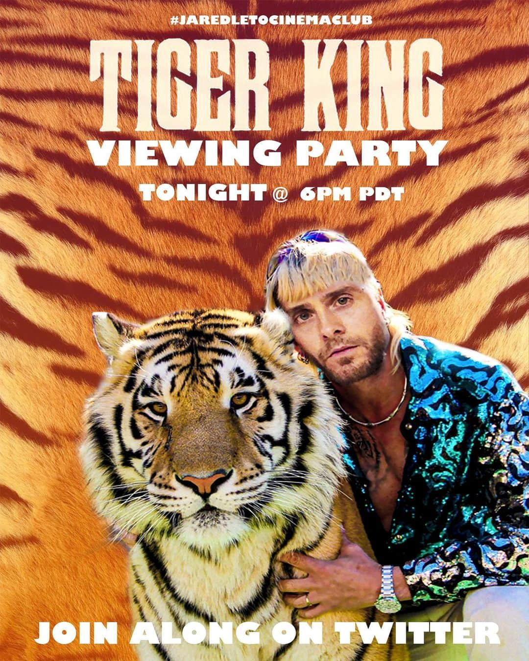 ジャレッド・レトさんのインスタグラム写真 - (ジャレッド・レトInstagram)「See ya at 6PM PDT on Twitter 🐯🤴#JaredLetoCinemaClub #tigerking」3月27日 1時41分 - jaredleto