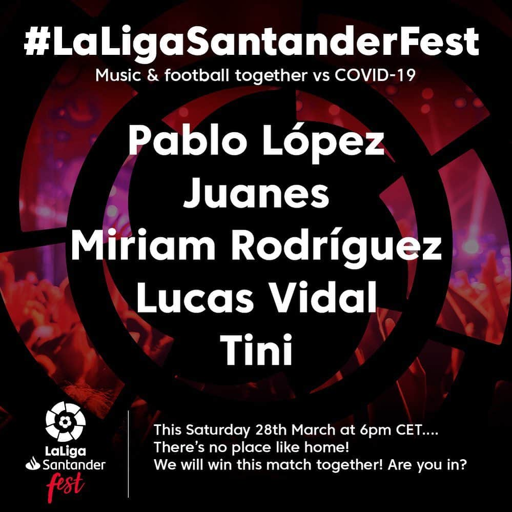 LFPさんのインスタグラム写真 - (LFPInstagram)「Who is excited to see @pablolopezmusic, @juanes, @miriamrmusic_, @lvidalmusic & @tinistoessel perform this Saturday at the #LaLigaSantanderFest? 🔝 📅 Saturday, March 28 ⏰ 18H (CET) ▶ @LaLiga & #LaLigaSportsTV ⚽🎶 Music and football, united against COVID-19! • #LaLiga #LaLigaSantander #Music #Fest」3月27日 6時30分 - laliga