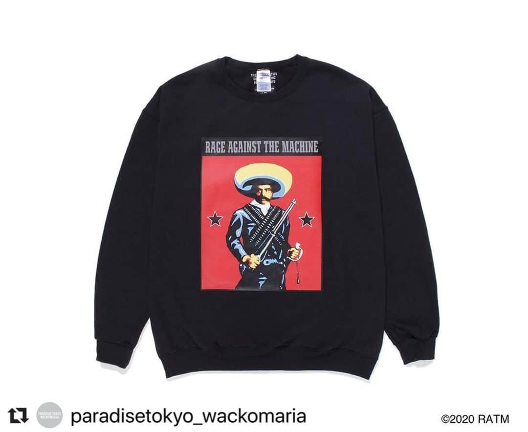 Daizo Yoshiokaのインスタグラム：「#Repost @paradisetokyo_wackomaria with @make_repost ・・・ NEW ARRIVAL RAGE AGAINST THE MACHINE / WACKO MARIA 明日、28日(土)よりPARADISE TOKYO、WACKO MARIA ONLINE STOREにて発売いたします。  また、明日よりPARADISE TOKYOの営業時間を短縮させていただきます。 土日祝/12:00-19:00 平日/12:00-20:00 今後の営業時間の変更に関しましてはこちらのアカウントにて追記させていただきます。 オンラインストアは通常営業になります。 何卒ご了承下さいますよう、宜しくお願いいたします。  PARADISE TOKYO  #rageagainstthemachine #ratm #wackomaria #guiltyparties #paradisetokyo」