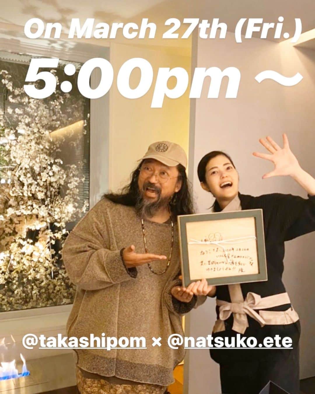 村上隆さんのインスタグラム写真 - (村上隆Instagram)「#Repost @bar_zingaro ・・・ From 5PM Today !!﻿ ﻿ On March 27th (Fri.) 5:00pm 〜 A special talk event with Chef Natsuko Shoji and Takashi Murakami will be held on Instagram Live.﻿ ﻿ --﻿ ﻿ こちらのBar Zingaroのアカウントにて、本日3/27 (金) 17時から庄司夏子シェフと村上隆のインスタライブによるトークを予定しております。﻿ ﻿ @natsuko.ete﻿ @bar_zingaro﻿ @chiaki_kasahara_ ﻿ @transit_crew﻿ @kosukeitoda﻿ @daskajapan ﻿ @ete.restaurant ﻿ @takashipom﻿ ﻿ ﻿ #été #エテ #barzingaro #バージンガロ #甚蛾狼 #kaikaikiki #takashimurakami #村上隆 #takashipom #nakanobroadway #中野ブロードウェイ #fuglen #Thisismydreamcometrue #transit #transitcrew #kosukeitoda」3月27日 14時44分 - takashipom