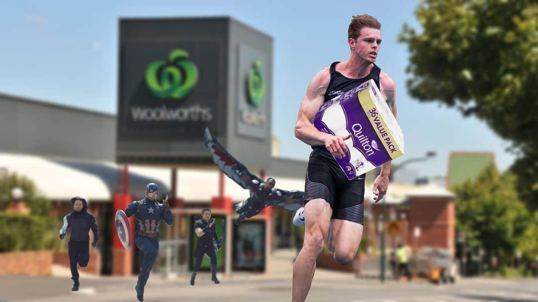 アレックス・ハートマンのインスタグラム：「The season may have come to an abrupt end but it's good to know all the training hasn't gone to waste! #ScoredSomePooTickets #CatchMeIfYouCan #Yeet #PhotoshopFriday」