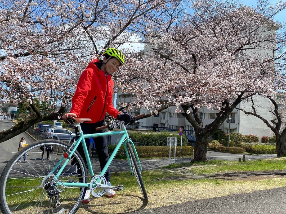 佐野真彩さんのインスタグラム写真 - (佐野真彩Instagram)「自転車番組のロケで　#たまリバー　を走りました🚴‍♀️ 桜が綺麗に咲いていて、お花見しながらの良いロケになりました🌸 . . #sakura #cycling #自転車番組　#自転車女子　#cherryblossom #hamura #羽村　#福生　#たまリバー50キロ #多摩川　#キャスター　#フリーアナウンサー　#土手桜　#モデル　#fitnessgirl #宮の下運動公園 #明神下公園　#お花見」3月27日 16時26分 - sano.maya