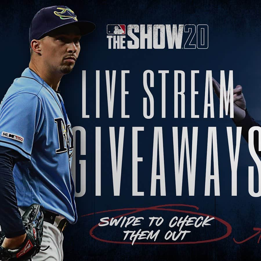 ブレイク・スネルのインスタグラム：「!!GIVEAWAY!! I’ll be giving away an autographed players weekend jersey, a signed baseball, MLB The Show and stubs to use in the game later tonight! Make sure you tune into my stream @ttv.classiclyfamous at 5 p.m. ET Friday. Must be subscribed to my Twitch channel and tag three friends on this post in order to win. Can’t wait to see you all in the stream!! #ineeditsobad」