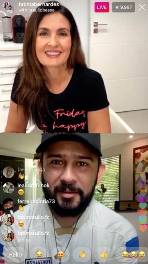 ファチマ・ベルナルデスのインスタグラム：「@brauliobessa participou da live de hj e a gente matou a saudade de ouvi-lo declamando pra nós. Amei! #fiqueemcasa #laveasmaos」
