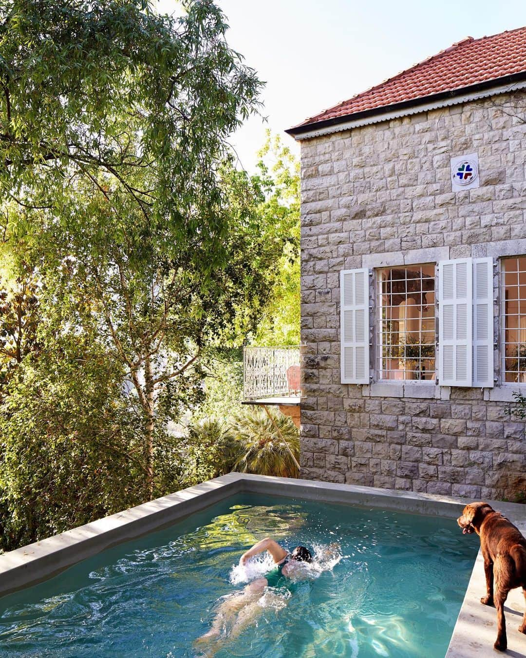 ELLE DECORさんのインスタグラム写真 - (ELLE DECORInstagram)「For our April 2020 issue, ED invited contributor @judiroaman to explore the evolution of the @beittrad guesthouse in the mountains of Lebanon. The two-acre property began as the family home of Roaman's close friend, Beirut psychologist Sarah Trad. Trad enjoyed many summers at the home, but stopped visiting when her parents died. As time passed and she gave it much thought, Trad made the decision to take on a respectful restoration with the help of a Lebanese team—architect @fadlodagher and designer @mariaousseimi1. Beit Trad now serves a guest home that also doubles as Trad's personal retreat. Pictured is the new concrete swimming pool, featuring gardens designed by Beirut-based Gaby Khalife. “It’s a house that likes guests,” says Trad. “That’s how it is most happy.” Click the link in bio for the full tour, as featured in our April 2020 issue. Photography by @simonpwatson.」3月28日 7時01分 - elledecor