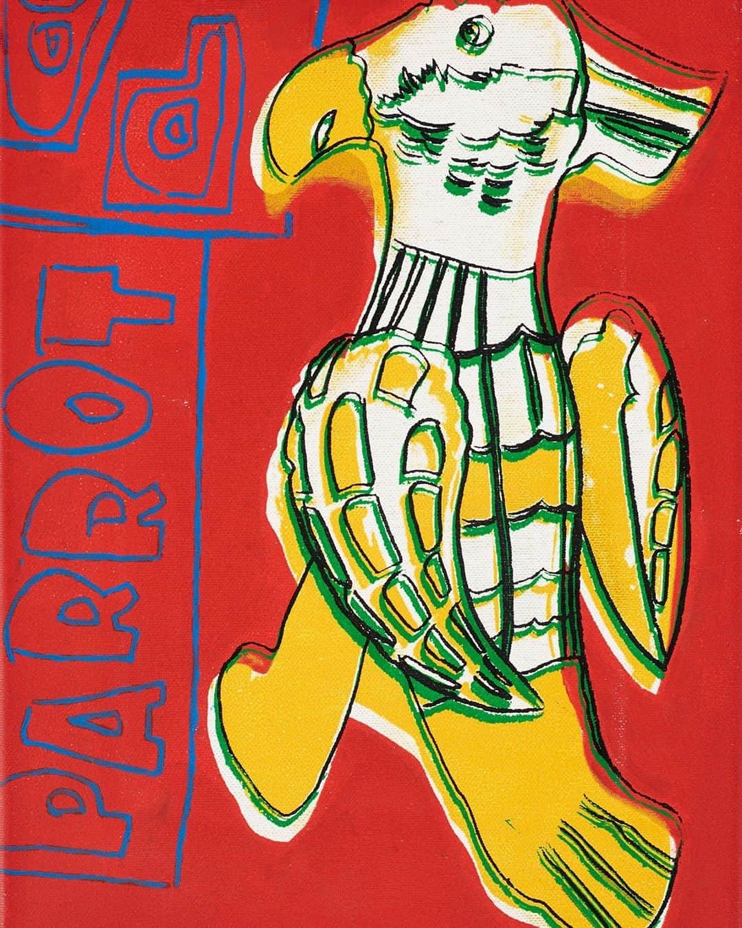 クリスティーズさんのインスタグラム写真 - (クリスティーズInstagram)「Andy Warhol’s Toy Painting 'Parrot' was part of the Toy Series executed in 1983 after legendary art dealer and collector Bruno Bischofberger commissioned it, asking him to make an exhibition for children.⠀ . ⠀ The series became 128 paintings inspired by Warhol's own collection of clockwork toys. The parrot however, is actually of the packaging - typical of the artist's appreciation for the beauty of the banal. ⠀ . 📍Available via Christie's Private Sales. Follow link in bio ⬆️ for our Private Sales Viewing Rooms. .⠀ Andy Warhol (1928-1987), 'Parrot', 1983. Price upon request. .⠀ #christiesprivatesales #andywarhol #warhol #parrot #painting #silkscreen #toys」3月28日 7時30分 - christiesinc
