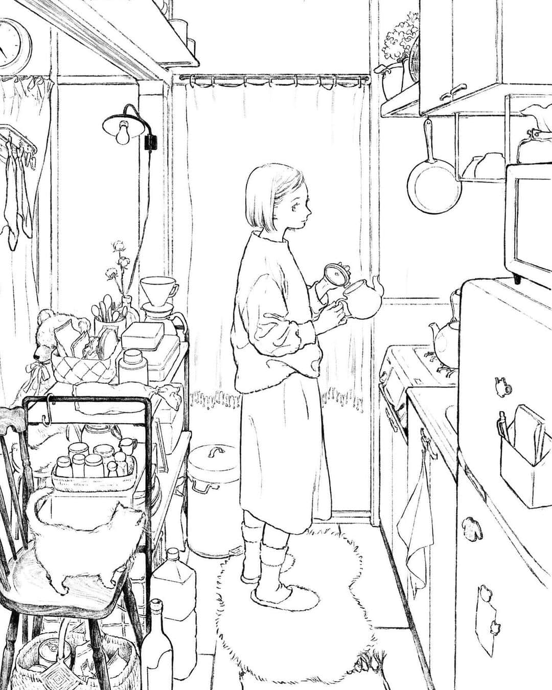 のインスタグラム：「🎨塗り絵配布  お家時間によろしければ！同人誌や以前イベントで作ったイラストから選んでみました。印刷したりiPadなどなど、個人使用の範囲で自由に遊んでください🌸  ダウンロードはプロフィールのリンク先からどうぞ。1ヶ月ダウンロードできます。  ダウンロードはJPG、PDFの線画ファイルと2枚のみ着色見本も。線画は全てA4サイズなのでもし大きかったら縮小印刷してください。再配布や商業利用はNGですが塗った画像シェアしてくださると私が喜びます😄明日は寒いみたいなのであったかくして過ごしましょう〜 ・ ・ ・ ・ 🎨 The free drawings  Have fun at home!  Print or paint with a tablet.  Please play freely for personal use.  Download from my profile URL (valid for 1 month) ・ ・  All rights reserved.  It is OK to share the pictures you have painted on SNS✨  #イラストレーターにできること #塗り絵　#大人の塗り絵　#DL塗り絵」