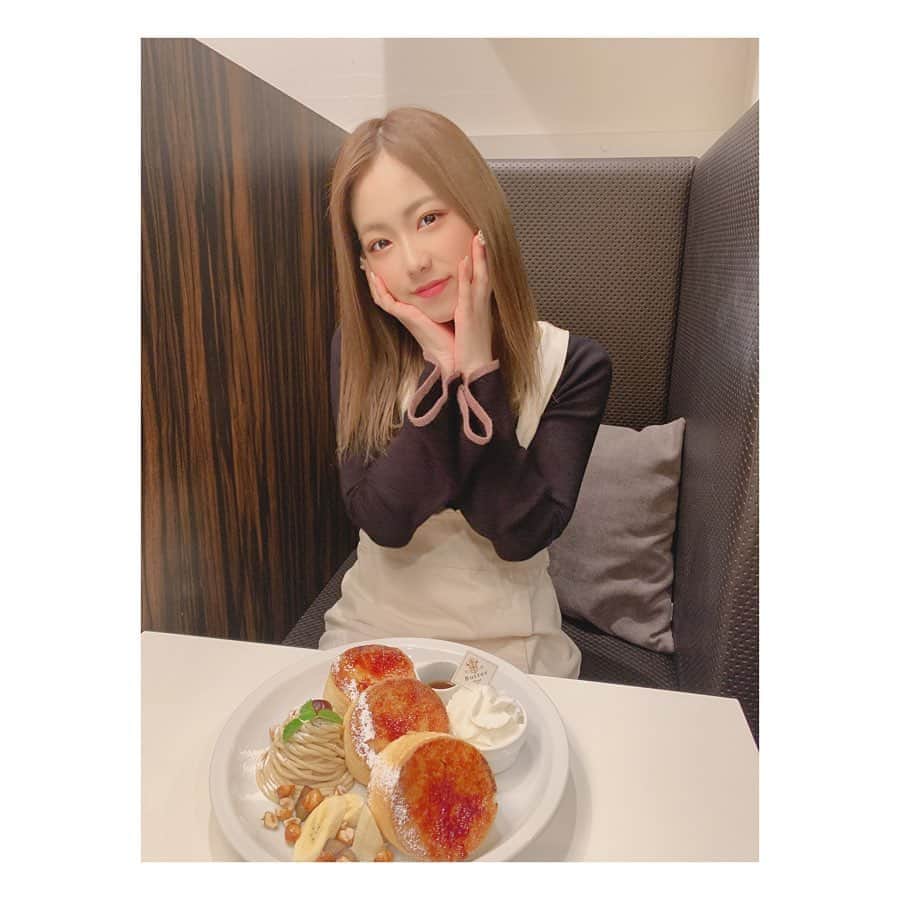 森田彩花のインスタグラム：「甘党でち🥞💗😋 ． 甘いスイーツとかだいすきっっ❤️ 焦がしキャラメリゼ3150でした❤ ． #大阪カフェ #梅田カフェ #茶屋町カフェ #butter #スフレパンケーキ #甘党  #コメよろ #いいねよろ」