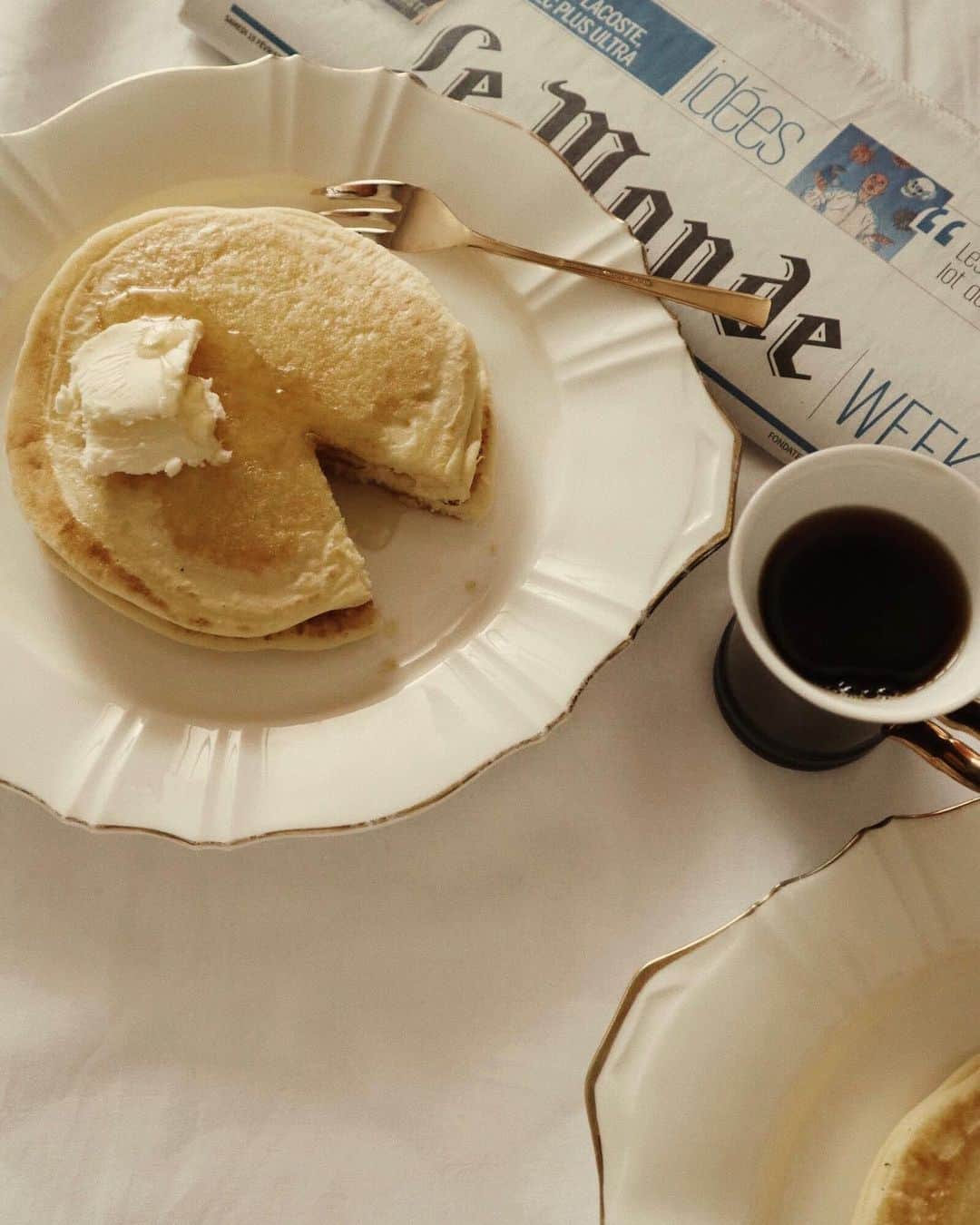 谷山響のインスタグラム：「pancake at home 🥞  米粉パンケーキ焼いた🍳  #glutenfree  #canoneos」