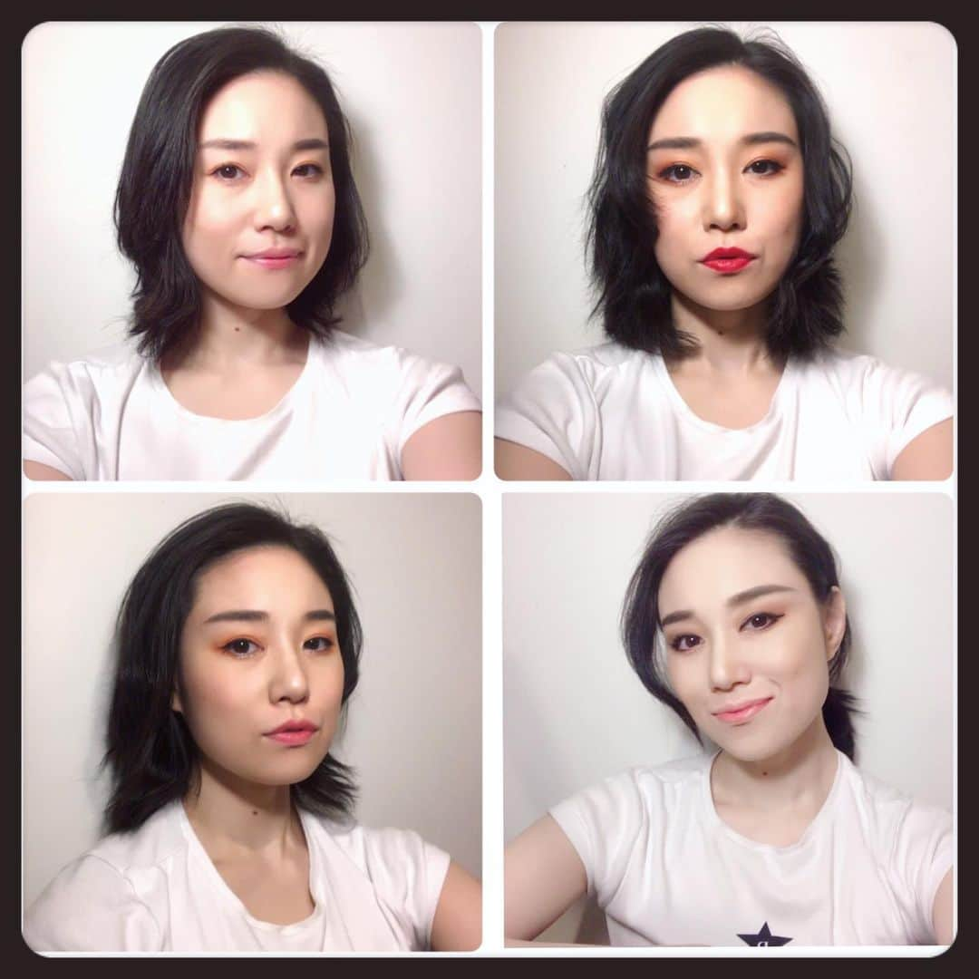 瀬稀ゆりとのインスタグラム：「I tried 4 types of makeup. What kind of makeup do you like? . 深夜、寝付けなくてメイクの研究をしてみました。お家の中だからこそ、普段しないような濃いお化粧にもチャレンジ😆✨ . . . #おうち時間 #メイク #メイク研究 #ナチュラルメイク  #チャイボーグ #naturalmakeup #heavymakeup #stayhome #stayhealthy #staysafe」