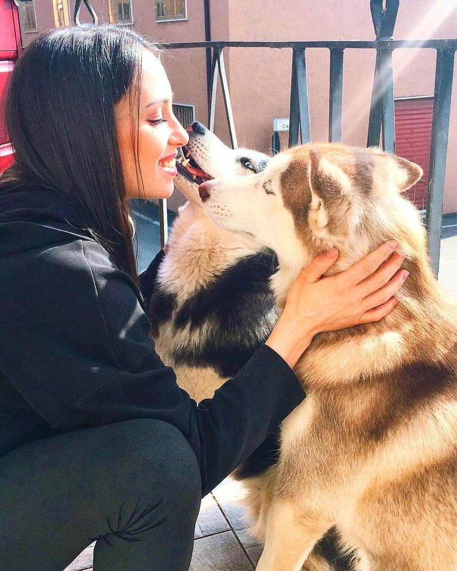 バネッサ・フェラーリのインスタグラム：「Quanto vi amo🐾🐕🐕🐾❤️ Sono curiosa...🤔 "Io sto a casa con i miei cani" Come si dice nel dialetto della vostra città❓ Commentate❣️😙 #vanessaferrari #gymnastics #italiateam #iorestoacasa #distantimauniti #husky #lovers #home #homesweethome」