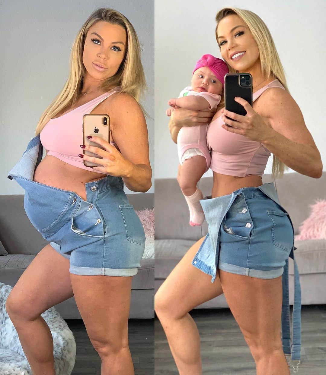 Lauren Drain Kaganさんのインスタグラム写真 - (Lauren Drain KaganInstagram)「3 Months Postpartum today! What do y’all think? And A Very Happy 3 months to my babygirl! @ariaskyekagan I love you to the moon and back, my little love! My heart has never been so full. My time has never felt so special. To all my mamas out there, or future mamas, don’t fear the changes your body will go through. They will be drastic, but it will all be worth it! And the feeling of coming back after pregnancy and postpartum is such a rewarding and humbling experience! I’ve never felt so determined! I’m not quite where I want to be but I’m finally feeling myself again! #3monthspostpartum #comebackstronger #athomeworkouts #fitmamalife」3月29日 5時12分 - laurendrainfit
