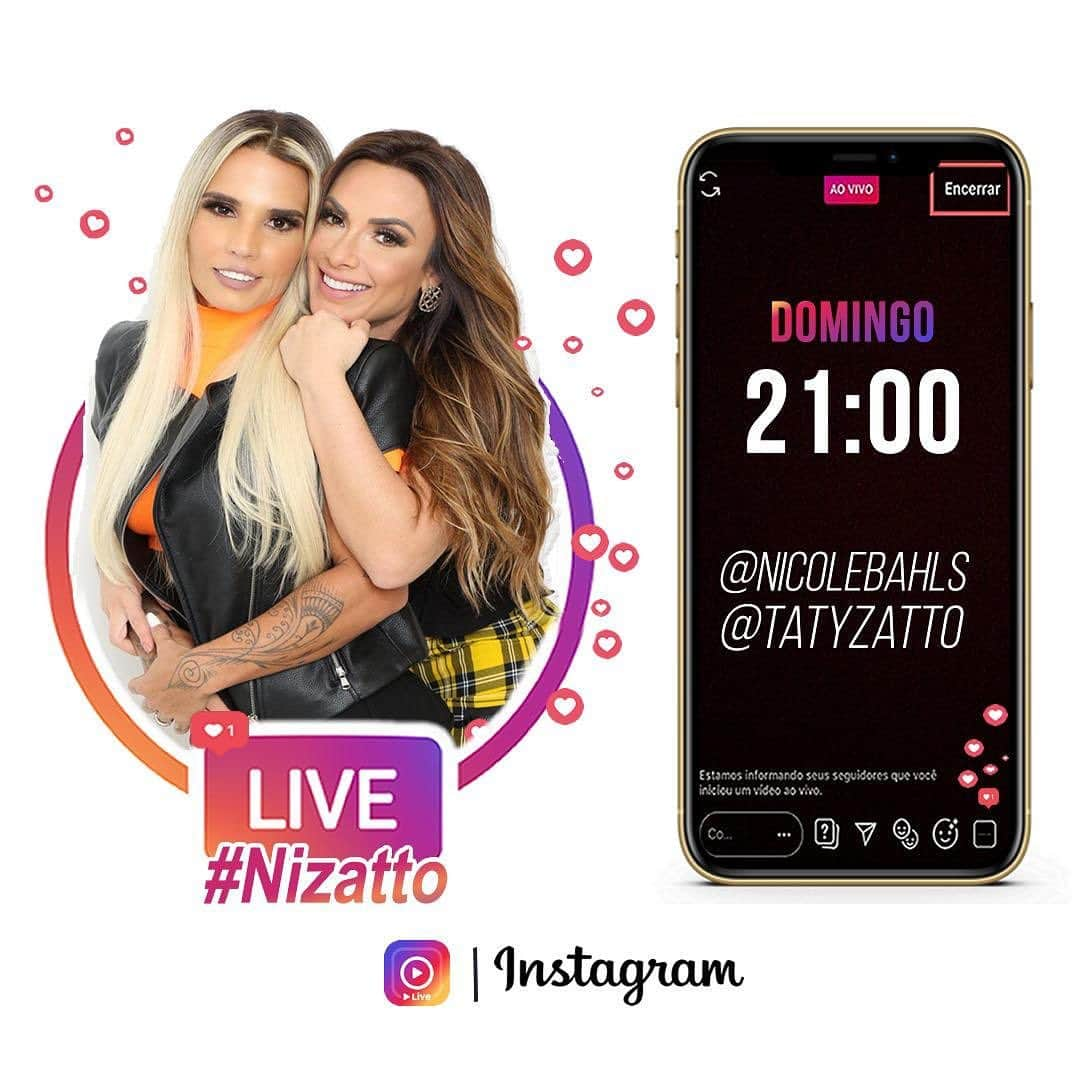 Nicole Bahlsさんのインスタグラム写真 - (Nicole BahlsInstagram)「Amanhã as 21 hrs eu e @tatyzatto com todo amor e carinho na live pra vcs ❤️」3月29日 5時50分 - nicolebahls