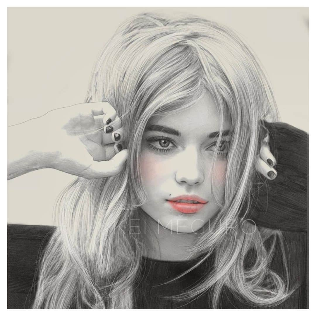 目黒ケイさんのインスタグラム写真 - (目黒ケイInstagram)「Cheeky🧡 ・ ・ ・ ・ ・ ・ ・ ・  #illustration #art #drawing #digitalart #graphite #mixedmedia #pencil #sketch #babe #portrait #keimeguro #目黒ケイ#スケッチ#イラスト#instaart#artist#イラストレーター#fashion #hair#beauty#ipadart#wacom#brooklyn#nyc#アート#sketchbook」3月29日 16時35分 - keimeguro