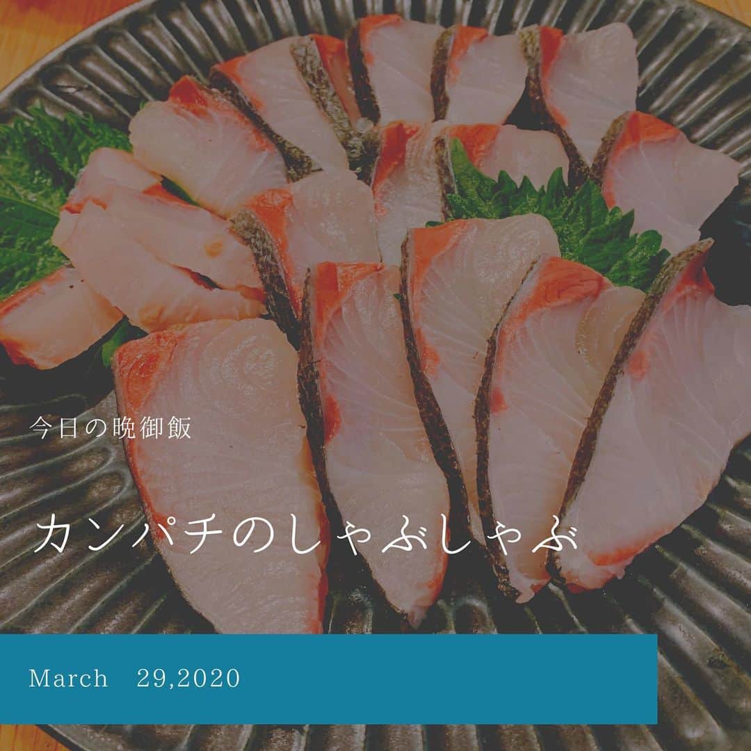 佐藤智美のインスタグラム：「釣り魚🎣料理シリーズ‼️ 70センチのカンパチ… とても食べ応えありデス✨  今日は先日のアラの出汁を使った 「しゃぶしゃぶ」にしていただきました😋💕 〆は「絶対塩ラーメンでしょ？」 予想通りの美味さに軽く感動しちゃうほど🥺✨✨ まだまだ魚のストックがあるので… 釣り魚料理シリーズ…続きマス🐟🐟 #釣り魚料理  #カンパチ #しゃぶしゃぶ  #カンパチのしゃぶしゃぶ  #デザート #セブンイレブン  #どら焼きアイス」