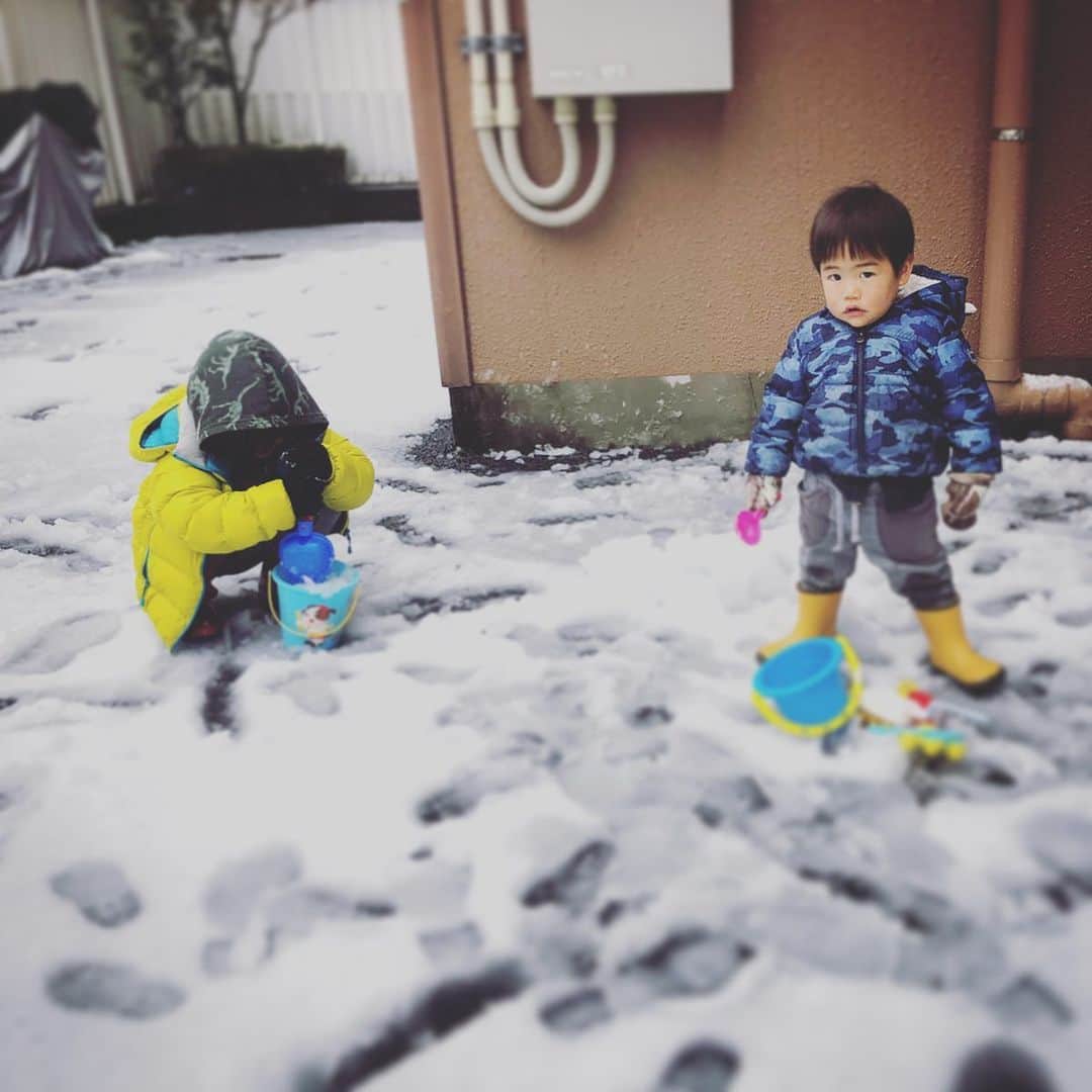 SAYUKIさんのインスタグラム写真 - (SAYUKIInstagram)「雪だるま愛😍✨w 今日は家に居なさい、と言わんばかりの雪でしたね。 この冬最初で最後の東京の積雪が嬉しくて、少しだけ雪遊び。 はしゃぐdくんと私、寒くて早々に退散するjくんと夫。 雪を部屋に持ち込み、絵の具で色を着けて遊びました。恐竜可愛く出来たね🦕 南国生まれなので、今だに雪に興奮します笑 雪だるま、作る度に動き出しそうな気がして☺️💕 #snowplay #雪遊び　#stayhome #marchintokyo  #snowman #雪だるま　#⛄️ #❄️ #SAYUKIsdj」3月29日 23時07分 - sayukisvoice