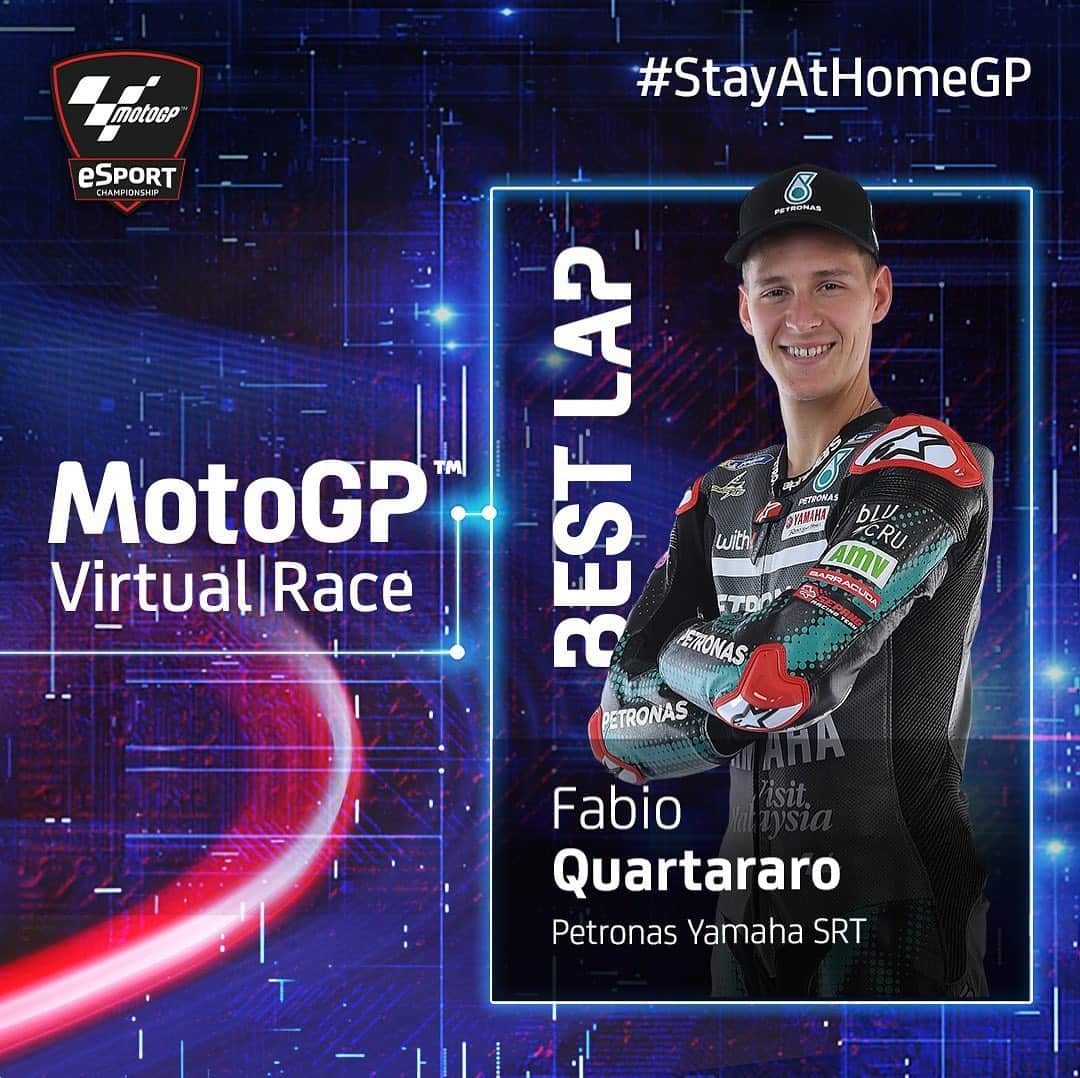 MotoGPさんのインスタグラム写真 - (MotoGPInstagram)「The fastest lap honour from the #StayAtHomeGP 🏡 goes to @fabioquartararo20 with a 1:44.454 💨 What a recovery after dropping from pole to last and then back to 4th! 🎢 #FQ20 #MotoGP」3月29日 23時34分 - motogp
