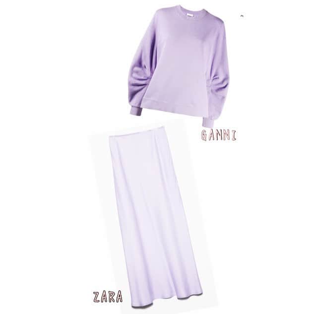 SHOCOのインスタグラム：「お家のなかでも春色 着たい#lavender #pastelcolors #おうち時間 #妄想コーデ #stayhome #ワントーンコーデ」