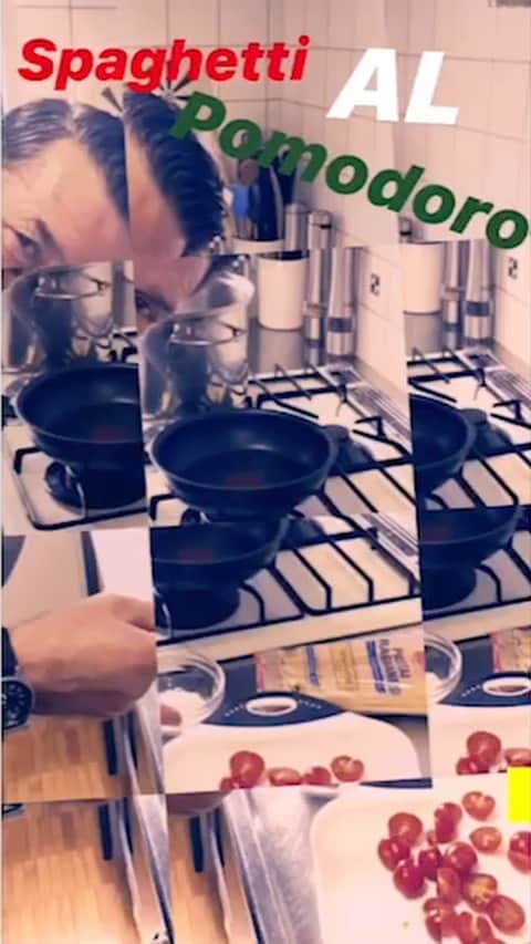 パンツェッタ・ジローラモのインスタグラム：「#pomodorini 15 1/2 #spicchio d’aglio #oliodioliva #basilico #parmigianoreggiano  #try #cook #enjoy #grazie #thankyou #」