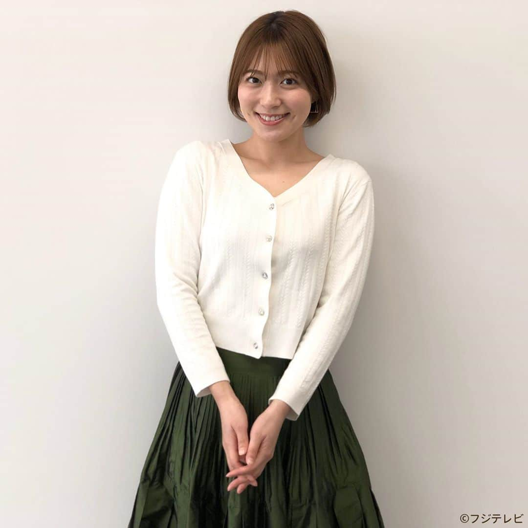 フジテレビ「めざましテレビ」さんのインスタグラム写真 - (フジテレビ「めざましテレビ」Instagram)「3月30日（月） ・ ファッション雑誌CanCamとコラボした お天気コーナー「きょう何着て行く？」 阿部華也子ちゃんの毎日のコーデを紹介♪ ・ 【きょうのコーデ】 コート→#&.NOSTALGIA 5900円 カーディガン→#Swingle 1万1000円 スカート→#アプワイザーリッシェ　2万1000円 靴→#ダイアナ 1万4000円 ピアス→#Lycla 1500円 ・ 【コーデのポイント】 ドラマティックに広がるグリーンのスカートが主役🍀 光沢素材なので１枚で華やかさたっぷり✨ ベーシックなアイテムと合わせるだけで印象的な着こなしが完成します👀 トップスはコンパクトなリブニットで華奢に仕上げると🙆🏻‍♀️ ・ #めざましテレビ #きょう何着て行く？ #阿部華也子 #今日のコーデ#コーデ #CanCam #今日のファッション#ootd #きょう何着て行く？は月〜金朝6時22分ごろ放送！」3月30日 23時44分 - mezamashi.tv