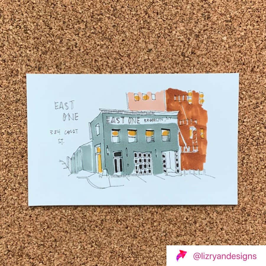 クレア・コフィーのインスタグラム：「@lizryandesigns has a genius fundraiser going and today’s recipient is the beloved hub of our ‘hood, @eastonecoffee. Please see below! ———————— liz ryan on Instagram: “Today’s illustration supports @eastonecoffee and the employees that were laid off in light in of COVID19. East One is still open so…”」