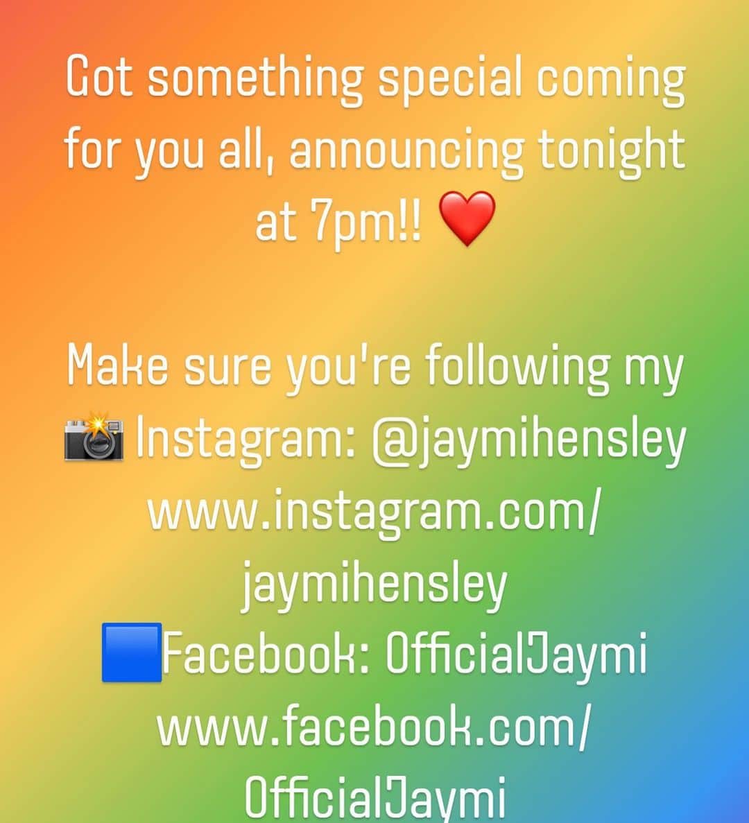 Union Jのインスタグラム：「Got something special coming for you all, announcing tonight at 7pm!! ❤️ Make sure you’re following my 📸 Instagram: @jaymihensley www.instagram.com/jaymihensley 🟦Facebook: OfficialJaymi www.facebook.com/OfficialJaymi  To hear the news 😆😊😘🤫」