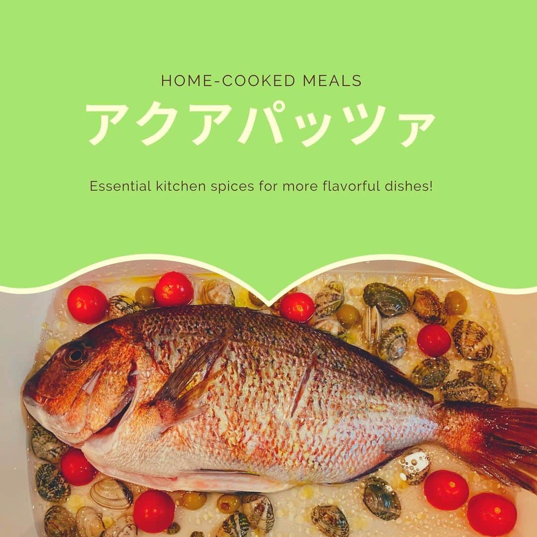 佐藤智美のインスタグラム：「釣り魚料理🎣 真鯛編最終章は丸ごとタイを使った #アクアパッツァ 身がふっくらしていて バゲット🥖との相性も最高ッシタ〜(☝︎ ՞ਊ ՞)☝︎✨✨ #今日の晩御飯 #釣り料理  #真鯛 #鯛  #マダイ  #BRUNO #sea bream」