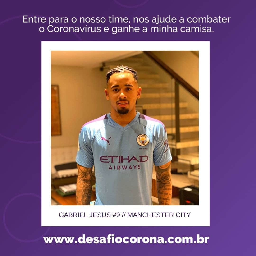 ガブリエル・ジェズスさんのインスタグラム写真 - (ガブリエル・ジェズスInstagram)「Fui convidado para o @desafiocorona . Faça a sua doação e ganhe uma camisa autografada. Craques do mundo inteiro estão participando. Acesse www.desafiocorona.com.br  Juntos vamos vencer esse desafio.」3月31日 4時20分 - dejesusoficial