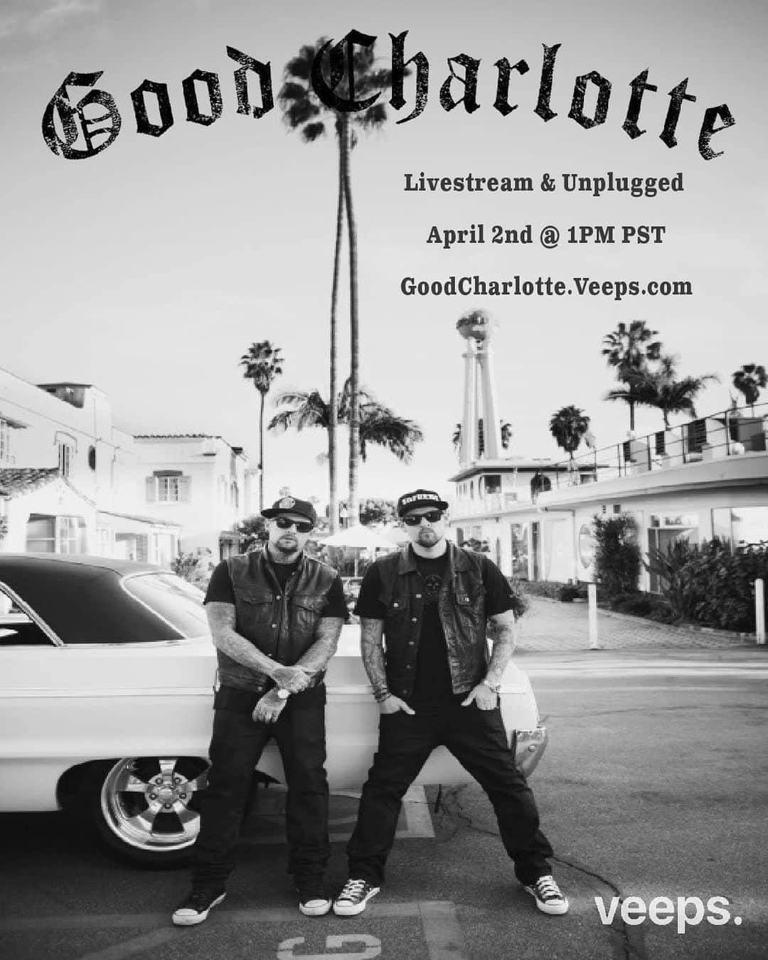 Good Charlotteのインスタグラム：「Tune in to a Special Live & Unplugged set with Benji & Joel Madden as they perform Good Charlotte tunes and share some stories. GoodCharlotte.Veeps.com  All proceeds going to charitable efforts in our community in the Covid19 crisis」