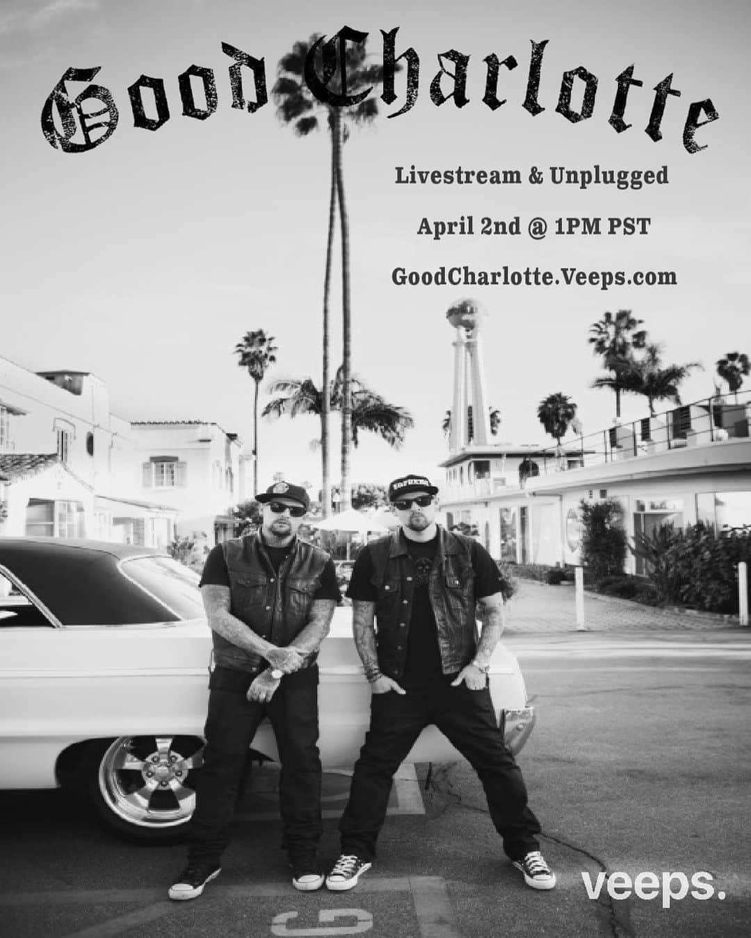 ジョエル・マッデンのインスタグラム：「Tune in to a Special Live & Unplugged set with Me & Benj, we’re gonna play some GC jams and share some stories. Proceeds going towards charitable efforts for those affected by this virus❤️😎 GoodCharlotte.Veeps.com」