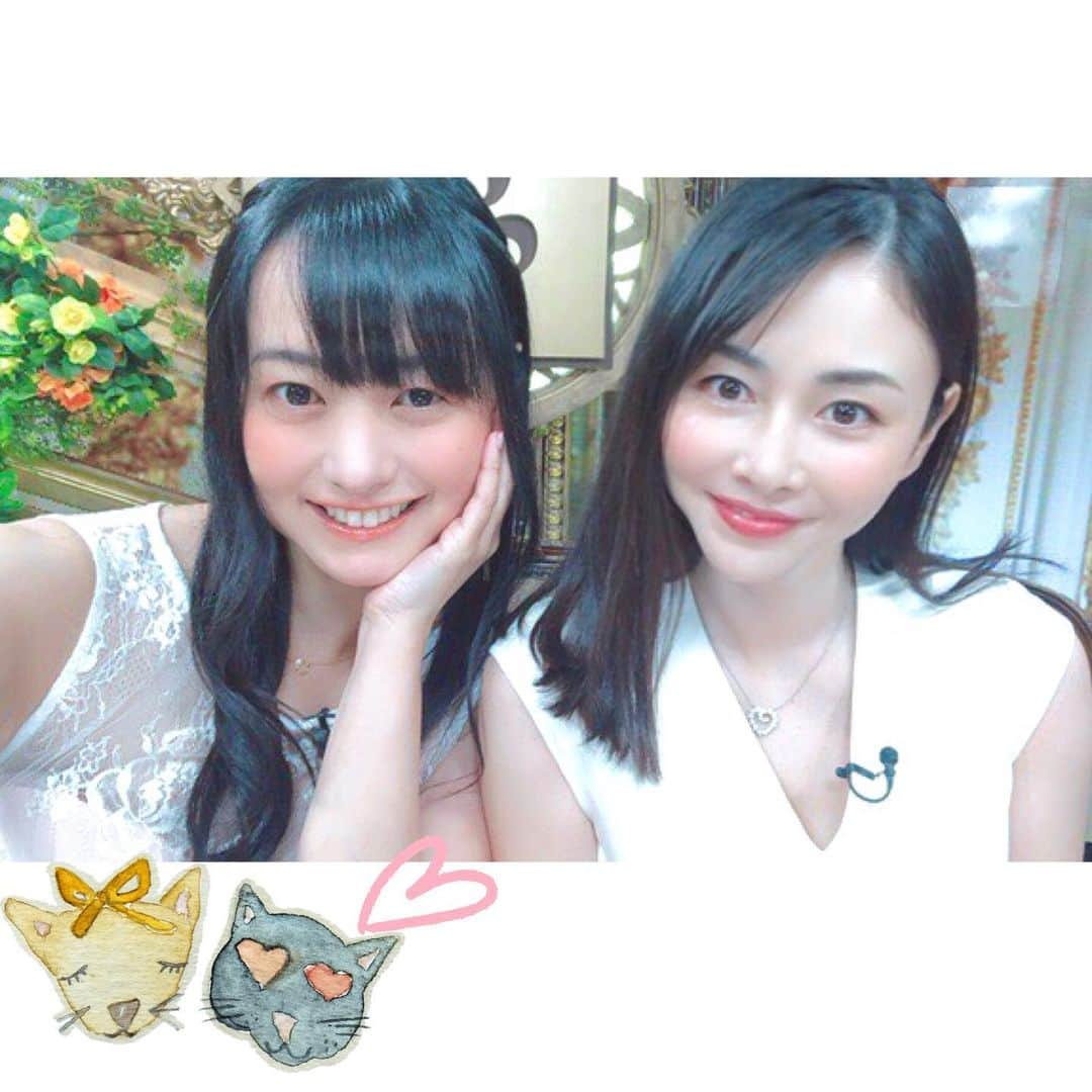 脊山麻理子のインスタグラム：「綺麗な杉原杏璃ちゃんと♡桜色のドレス着てるよ♡ #ニュース女子 #DHCテレビ #杉原杏璃 #脊山麻理子 #観てね」