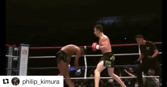 イノウエアツヒロのインスタグラム：「完全に相手が死んだと思った。 ミノルの準決勝の試合🤣🤣 #Repost @philip_kimura with @get_repost ・・・ 反響が大きかった準決勝の映像です！ キャリア最高の衝撃KOをどうぞ！ めっちゃ気持ち良かった。」