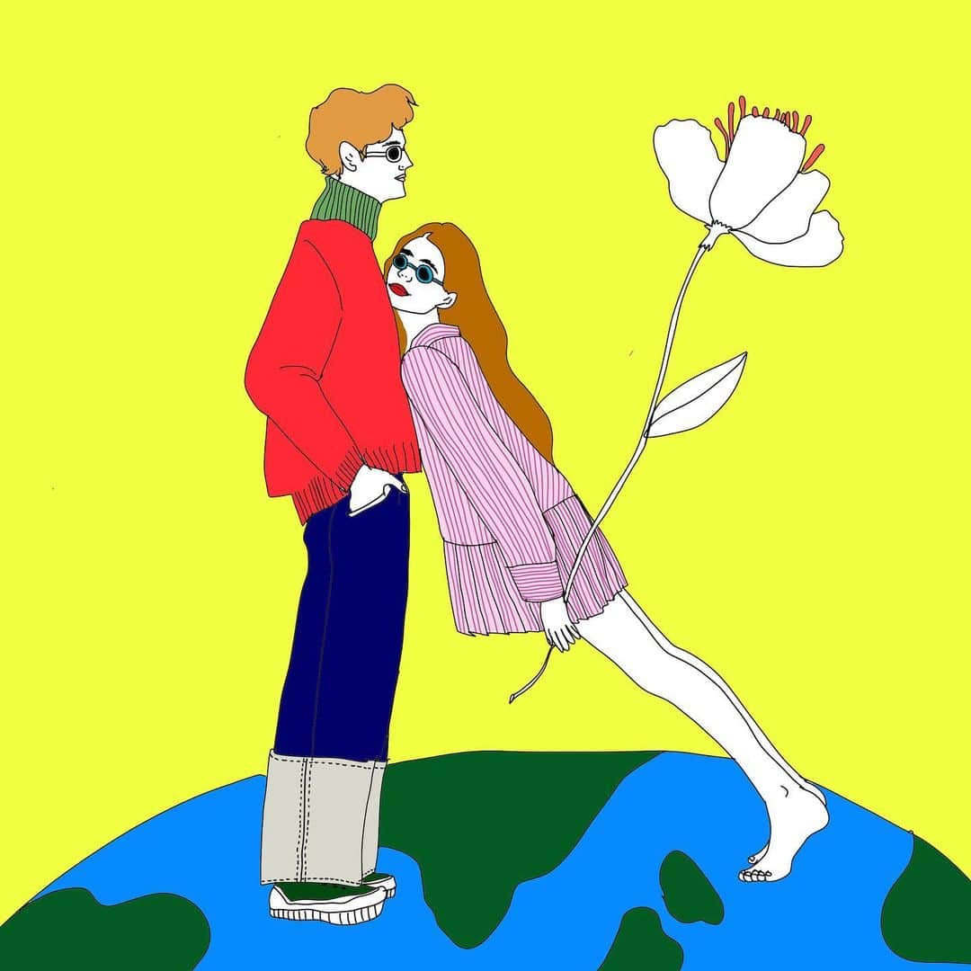 のインスタグラム：「Thank you March✅ 私達は支えあって 生きている ね Keep your hands up Keep on dreaming🌈 #illustration #shentastic #earthandpeople」