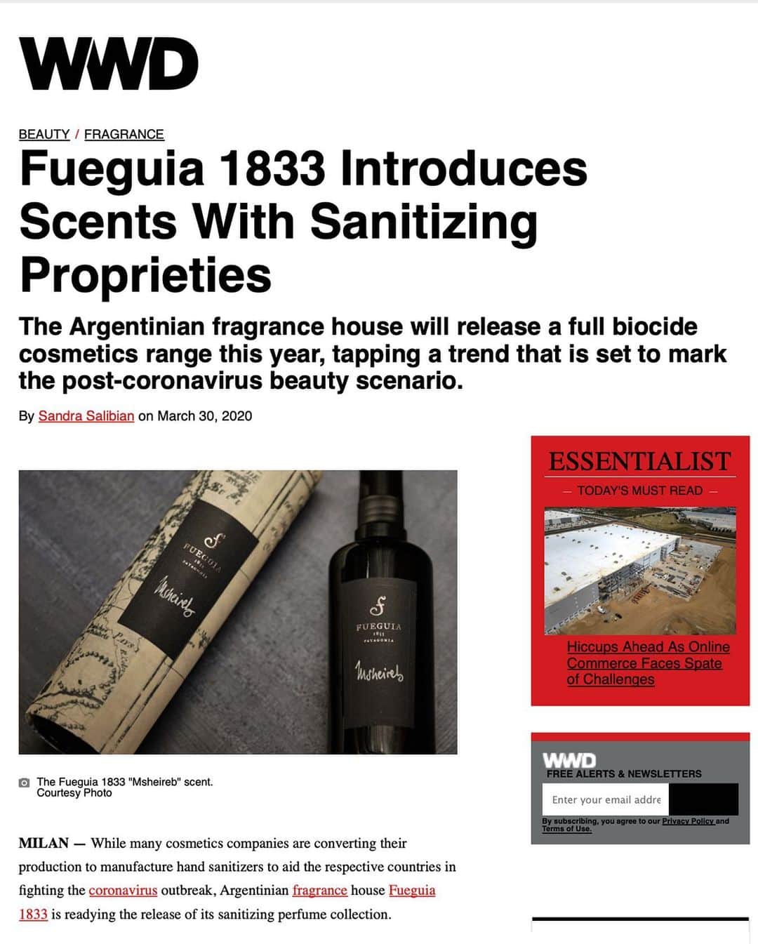Fueguia 1833のインスタグラム：「Which innovations and trends will mark the future of this industry? Please read the full interview! Worth it. -link in bio- Thank you @sandrasalibian @wwd @fueguia1833 #fueguia #perfumes #cosmetics #naturalcosmetics」