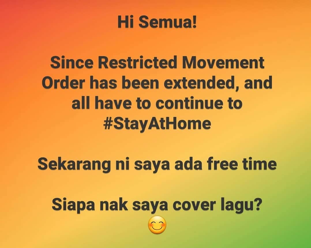 Terry Birdのインスタグラム：「Sekarang, lagu apa yang popular dan best di Malaysia?? Leave in the comments yea.. Nanti saya cuba 😊 #restrictedmovementorder #restrictedmovementordermalaysia #StayAtHome」