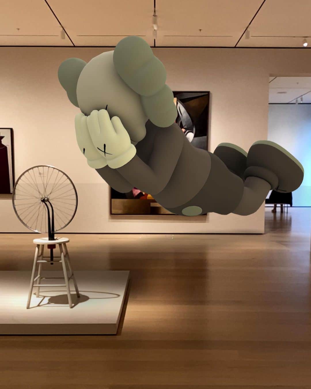 KAWSONEさんのインスタグラム写真 - (KAWSONEInstagram)「Looking forward to walking around @themuseumofmodernart again looking at their collection while placing AR sculpture for fun... : )  @acuteart_ @KAWS #KAWSxAcute #KAWS #EXPANDEDHOLIDAY #MuseumFromHome」4月1日 0時18分 - kaws