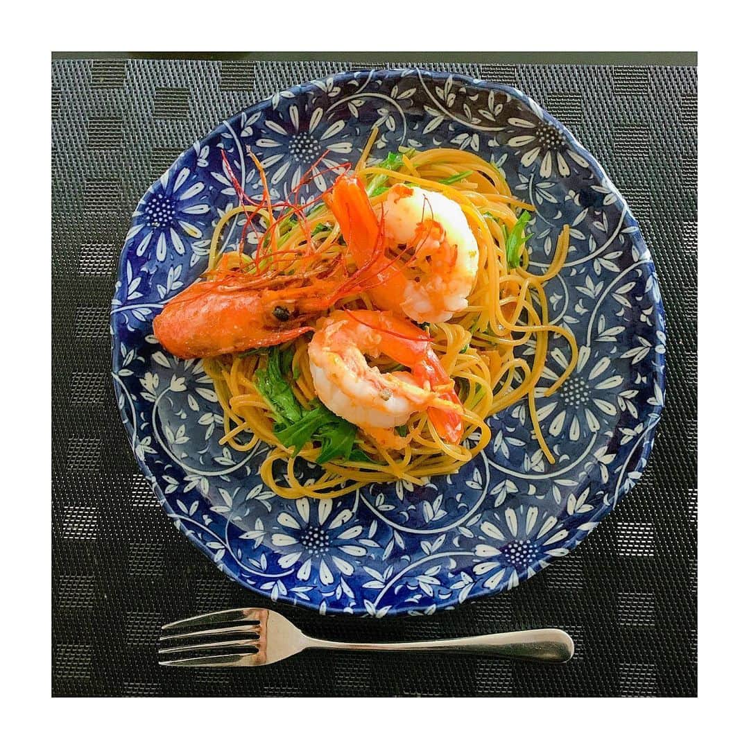 神志那結衣さんのインスタグラム写真 - (神志那結衣Instagram)「shrimp pasta🍝🦐 #おうち時間　#pasta #おうちカフェ　#homecooking #hometime」4月15日 18時14分 - jiina27