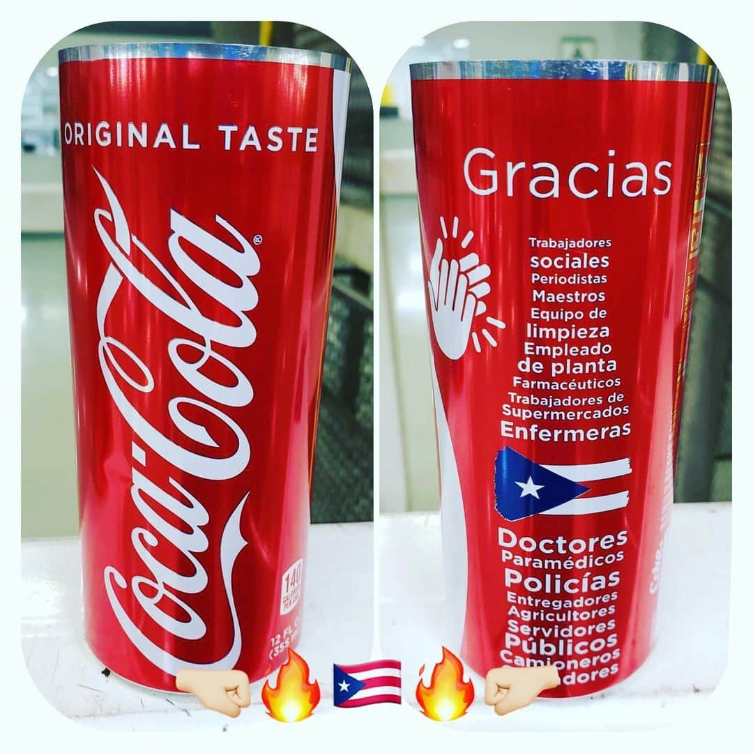 ミゲール・コットのインスタグラム：「#juntossomosmasfuertes #Gracias @cocacolapuertorico por el gran detalle para nuestra gente que está dando el máximo x 🇵🇷 🙌🏼🙏🏼#quedateencasa」