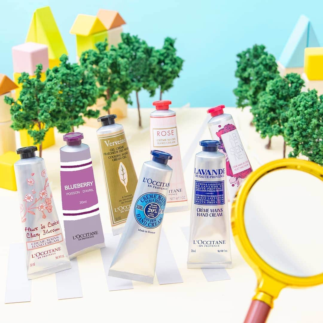 L'OCCITANE en Provenceさんのインスタグラム写真 - (L'OCCITANE en ProvenceInstagram)「クイズ🔎嘘つきロクシタンを探せ！ 写真の中に1本だけ、ロクシタンでは販売していないハンドクリームが紛れ込んでいます。さて「嘘つきロクシタン」は一体、どれでしょう？👀 わかった人はコメントに回答してね💭﻿ ﻿ ﻿ カラフルでオシャレなデザインが﻿ パッと目を引くロクシタンのハンドクリーム。﻿ ﻿ 実は、そのデザインはロクシタン創設者﻿ オリビエ・ボーサンが手がけたのですが、﻿ なんと発想のもととなったのは﻿ 「絵の具のチューブ」だったんです🎨﻿ ﻿ 幼少期、オリビエの母がよく絵を描いていたという﻿ 思い出からインスピレーションを得たのだそう。﻿ ﻿ 色とりどりのカラフルな絵の具のように﻿ 毎日を彩ってくれる香りたち。﻿ ﻿ ぜひお気に入りを見つけてみてくださいね☺️﻿ ﻿ ﻿ 公式通販サイトでは4/14(火)まで﻿ 送料無料キャンペーンを実施中！﻿ 春のお買い物をぜひ、おトクに楽しんで✨﻿ ﻿ #美容 #コスメマニア #ハンドクリーム #保湿 #保湿ケア #手先 #指先  #セルフケア #週末美容 #きれいになりたい #女子力向上委員会 #アート #ベストコスメ #デザイン #プロヴァンス #リラックス #ハンドケア #プレゼント #気分転換 #肌ケア #ロクシタン #スキンケア #コスメ大好き #コスメ好き #冬コスメ #香りのある暮らし #クイズ #Loccitane #handcream」4月1日 8時32分 - loccitane_jp