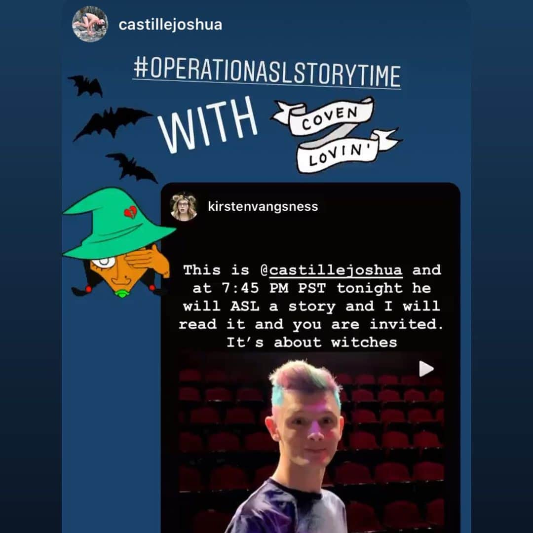 カーステン・ヴァングスネスさんのインスタグラム写真 - (カーステン・ヴァングスネスInstagram)「NIGHT STORY Day 14 “Dorrie and the Wizards Spell” is on Insta Live tonight with the wonderful @castillejoshua doing ASL interpretation tomorrow eve I go back to sweats in the dark corner.🖖💖💥」4月1日 12時23分 - kirstenvangsness