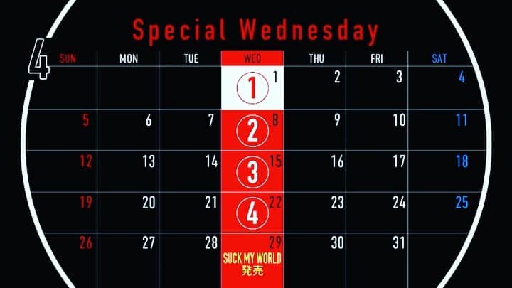THE ORAL CIGARETTES のインスタグラム：「「Special Wednesday」第一弾はNew AL「SUCK MY WORLD」トラックリストを解禁！  4/29リリースまでの毎週水曜日にアルバムの新情報をお届けします！ 来週もお楽しみに！  #オーラル_SMW」