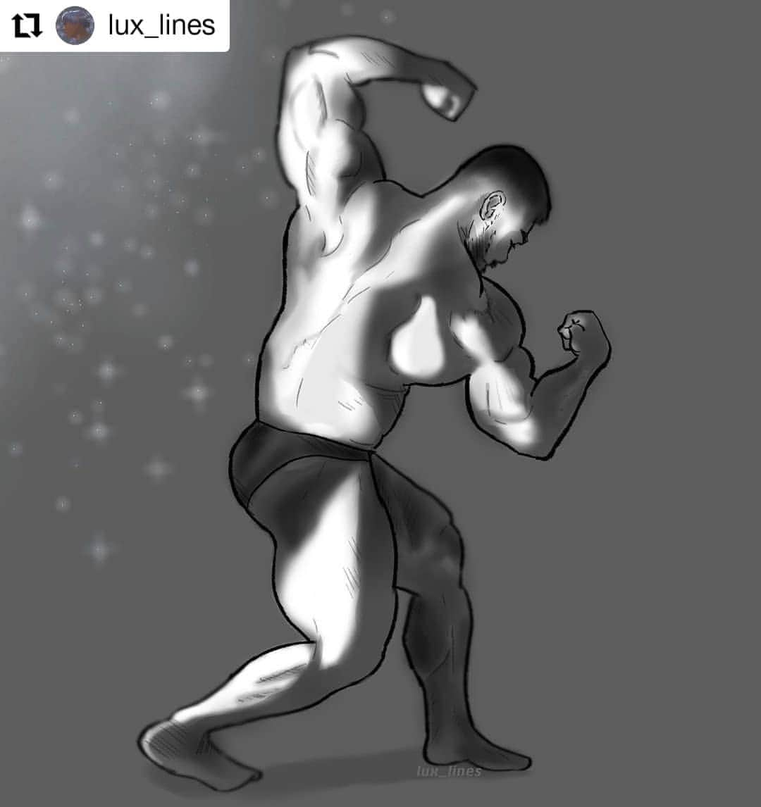 清水泰地さんのインスタグラム写真 - (清水泰地Instagram)「#Repost @lux_lines • • • • • • A figure study of one of my fav cosplay/bodybuilders: Taichi! 😁 I actually used the chiaroscuro technique I learned from my figure drawing course for the light source! (Basically erasing the light source away, and leaving the shadows behind! I also sketched this by hand first and then touched up in Clip-studio so that was something new I attempted. I’m happy with how it turned out. And of course had to add sparkles 😁hah. I’ll probs start tagging these studies. 🏋🏻 🏋🏻 🏋🏻 #clipstudiopaint #lux_lines #figurestudydrawings #chiaroscuro #bodybuilder #blackartists #figuredrawing #sparkles #digitalart #lux_linesstudy」4月1日 21時11分 - taichi__shimizu