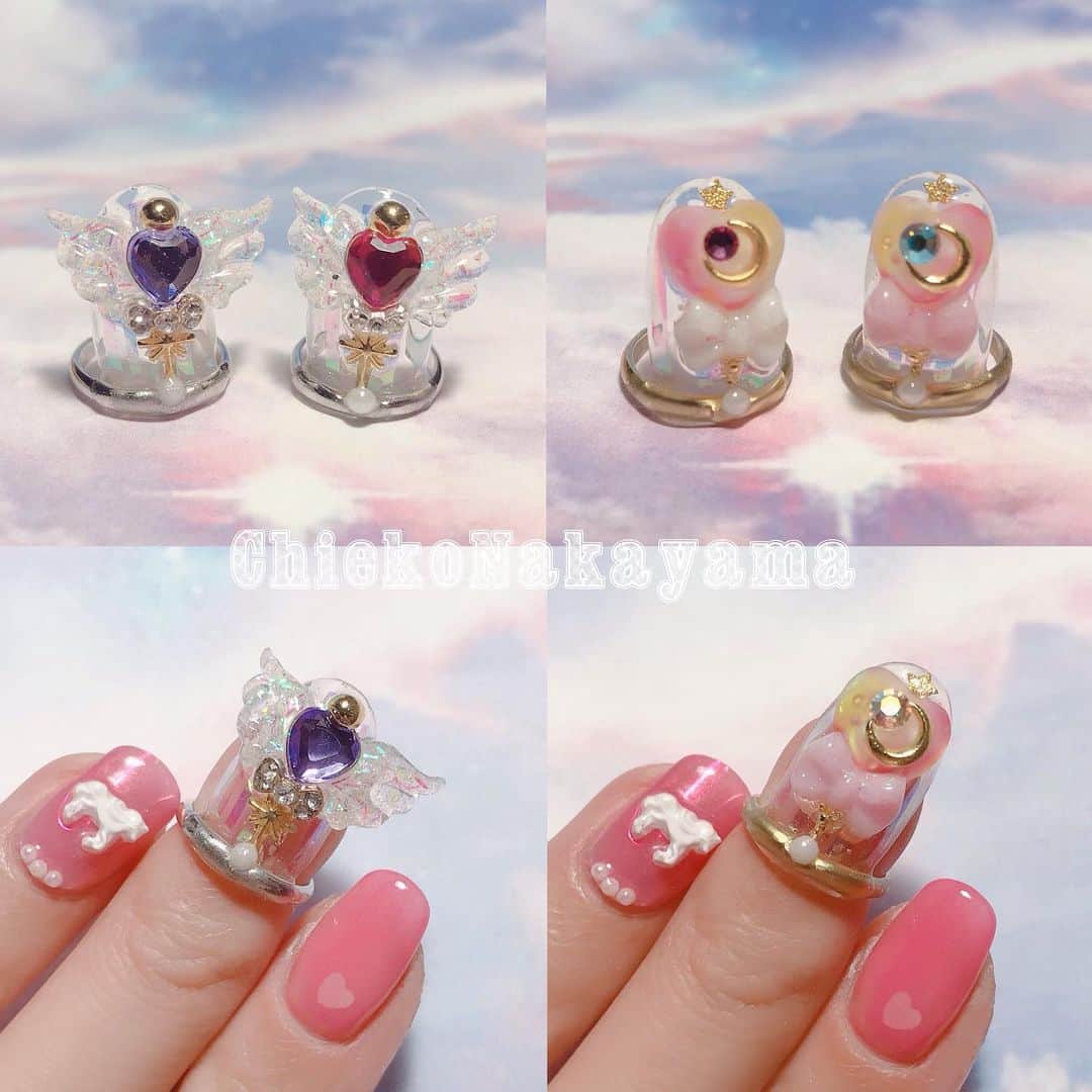 なかやまちえこのインスタグラム：「@stampnailring にてなかやまかちえこハンドメイド #リングネイル シリーズ✨ 本日04/01 12:00-から新作販売開始となっております✨✨⠀ 魔法少女シリーズ！！⠀ 今回の入荷分はあと残り1点となりました😌🙏✨右下のハートのステッキがございます。⠀ ご購入くださった皆様ありがとうございます😊！ぜひいろんなところにご一緒にお出かけしてあげて下さい😌😌😌🙏✨❤️⠀ 1点1点手作りの為同じお色の組み合わせのデザインはありませんので、気になる方はお早めに😌🙏✨✨ ⠀ ご購入は @stampnailring  のプロフィールから販売サイトに飛んでいただくか、ストーリーから飛べます！🕊 ⠀ #リングネイル は指先に #リング をはめていただくのみの取り外し簡単に爪先のオシャレを楽しめる商品です✨⠀ ⠀ #スタンピングネイルリング のアカウントのストーリーハイライトのところからもショッピングサイトに飛べます！⠀ よろしくお願い致します😌🙏🙏✨⠀ ⠀ #nail #nails #nailart #ネイル #美甲 #ネイルアート  #japanesenailart #manucure #japanesenails #manicurist #gelnails #أظافر #네일아트 #vẽmóng #ngườiđẹp  #เพ้นท์เล็บ #искусствоногтя #artedeuñas #เพ้นท์เล็บเจล #ジェルネイルデザイン #ネイルデザイン #senikuku #nagelkunst #ゆめかわネイル #オーロラネイル #ゆめかわいい⠀⠀ ・意匠登録済（デザイン特許）STAMPNAIL ・実用新案登録済（使い方特許）STAMPNAIL」