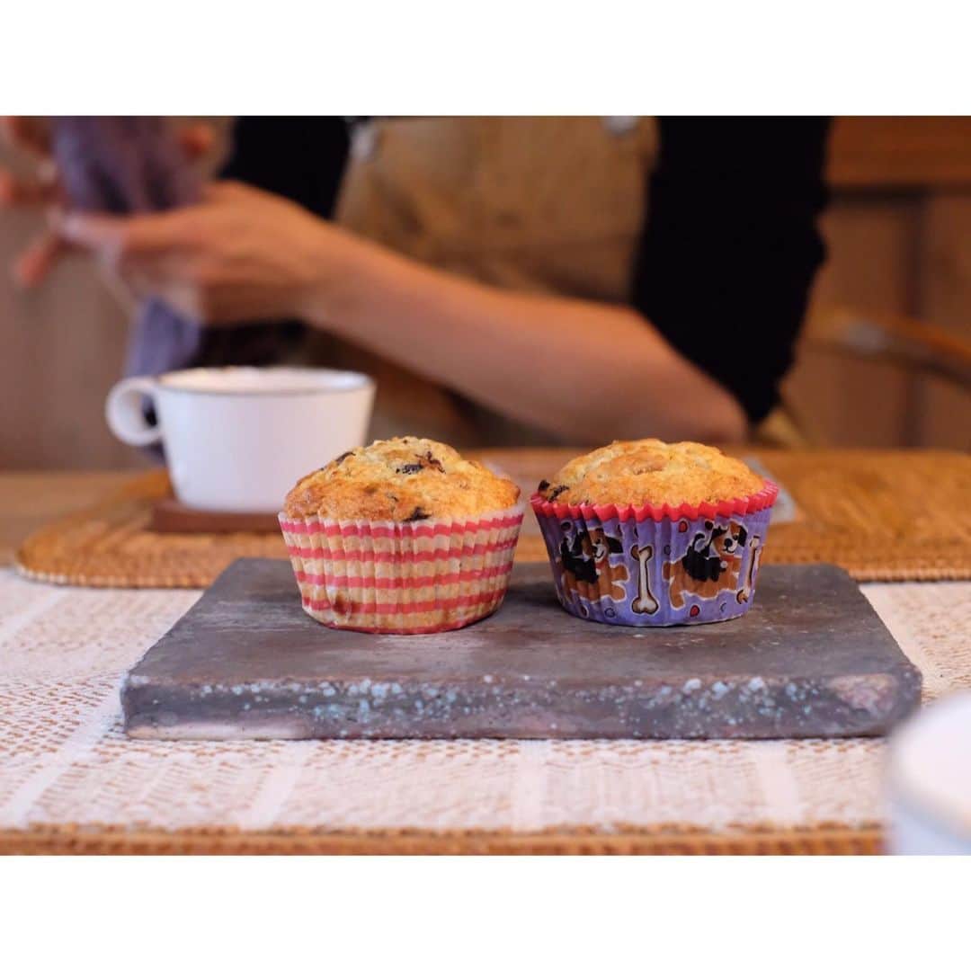 のインスタグラム：「バナナのカップケーキ🍌おうちで水玉模様のバナナと目があったら作ってみてくださいね。器は田宮亜紀さん。友達りーちゃんがステキにスタイリングしてくれました(๑˃̵ᴗ˂̵)天然生活webでレシピ公開中！ #はなのお菓子 #天然生活」