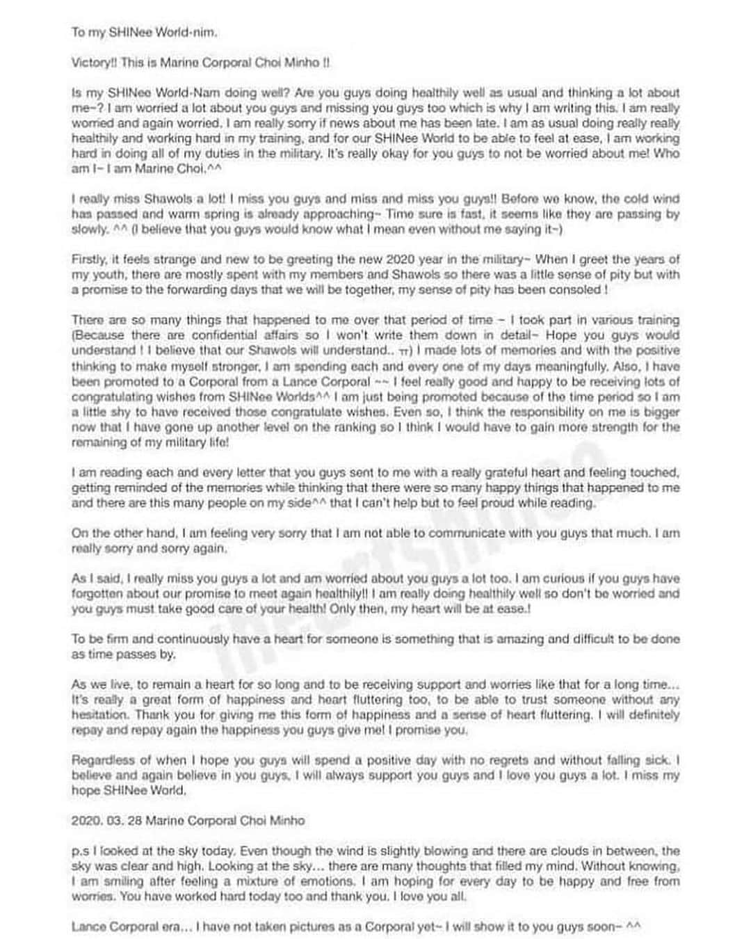SHINeeさんのインスタグラム写真 - (SHINeeInstagram)「Minho letter to us ♥️」4月1日 22時44分 - shineeofficial